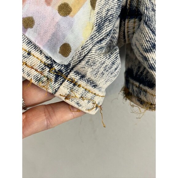 Retro Acid Wash Polka Dot Denim Shorts 19 Pastel Jean Patchwork 80s Eclectic 90s - Picture 4 of 16